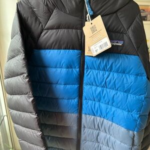 Patagonia Kids Reversible Down Hoody Endless Blue Puffer Jacket